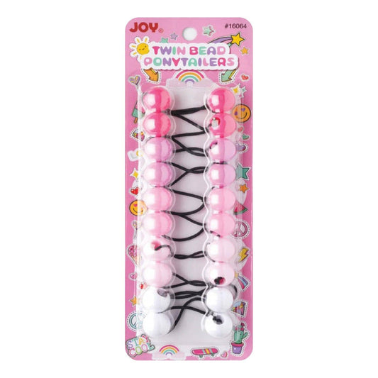 Joy Twin Beads Ponytailers 10Ct Asst Clear Pink