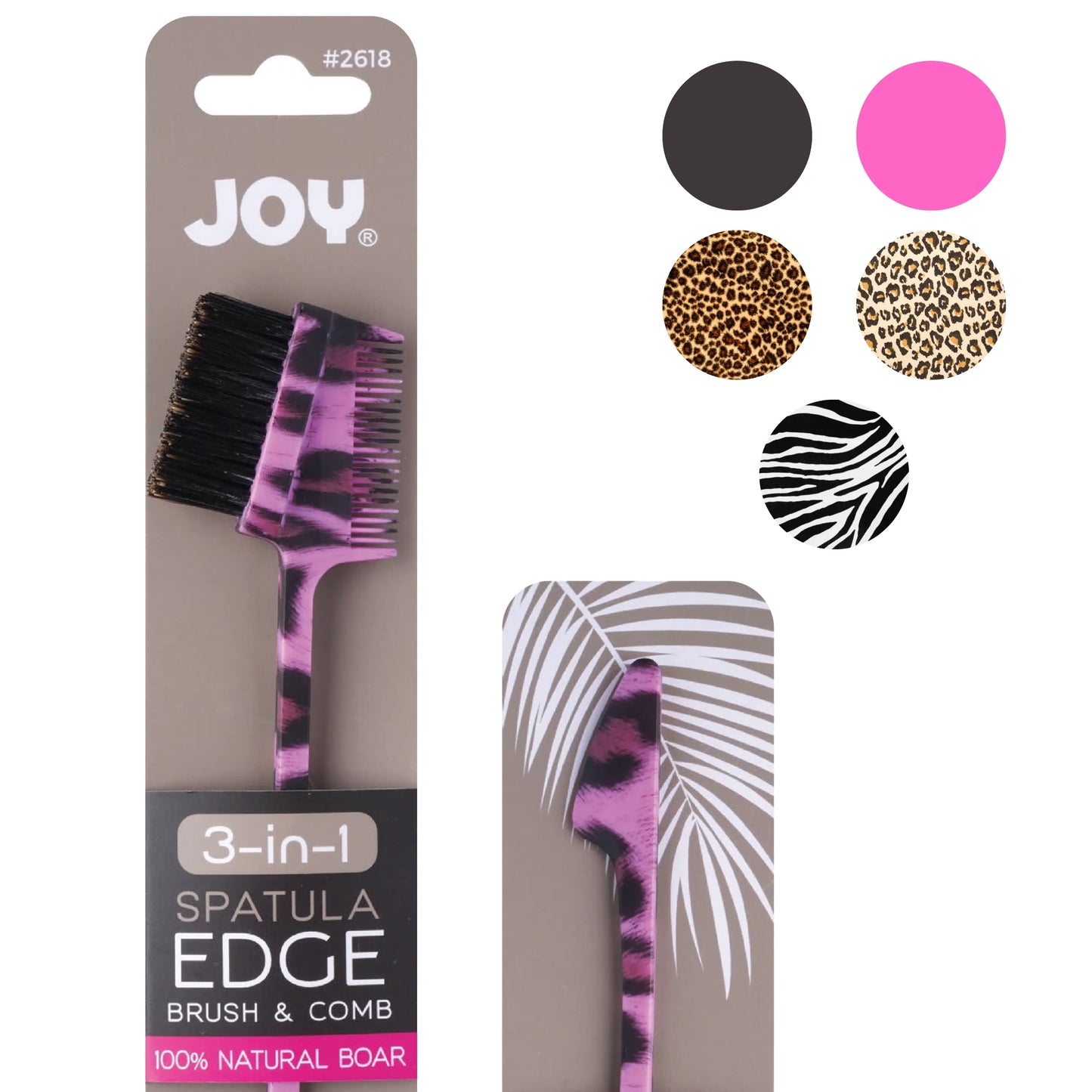 Joy 3 in 1 Spatula Edge Brush Boar Bristle Animal Asst.