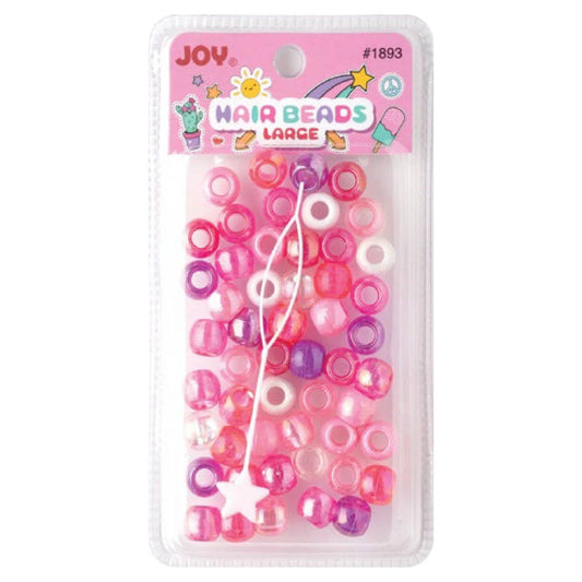 Joy Large Hair Beads 50Ct Asst Pink & Purple Glitter