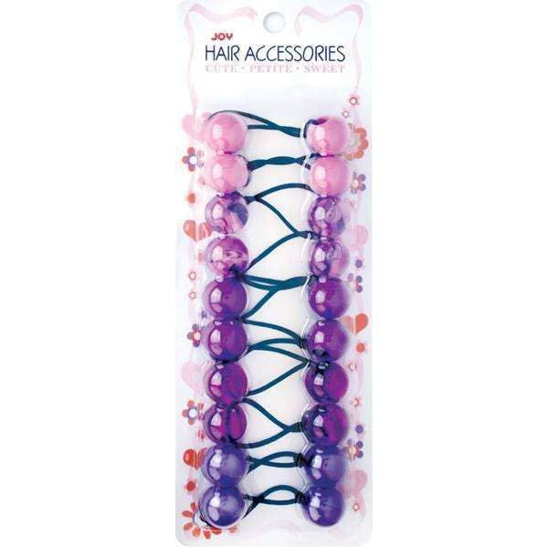 Joy Twin Bead Ponytailers 10ct Asst Purple