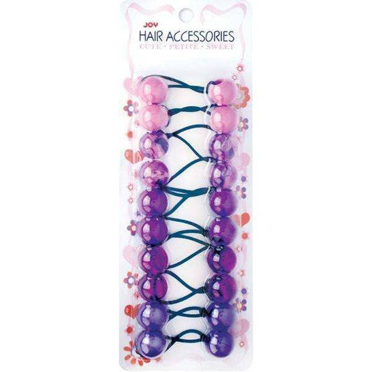 Joy Twin Bead Ponytailers 10ct Asst Purple